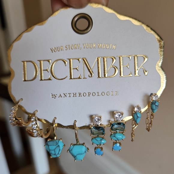 Anthropologie Birthstone Huggie Earrings Set of 4